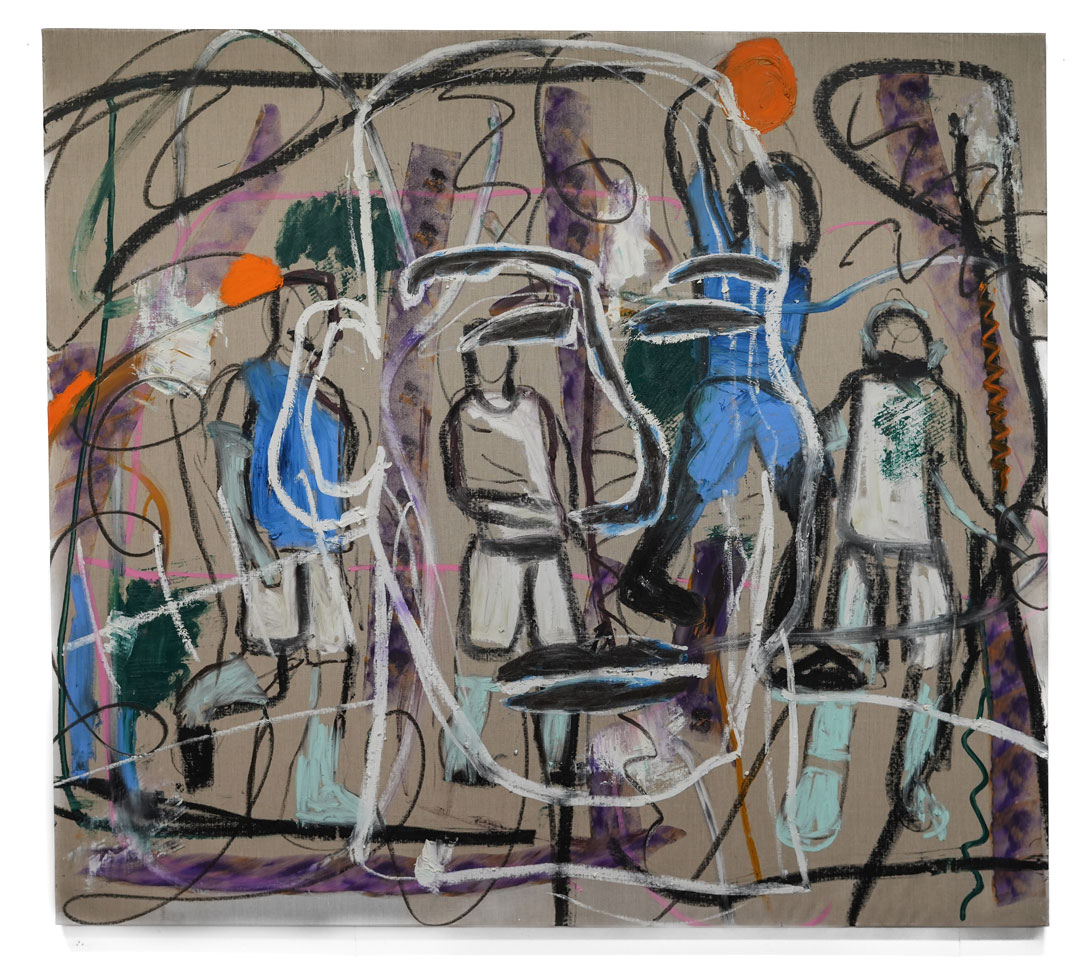 Martin Lukac x Laformela 120 x 105 cm 2019 acrylic and various materials on cotton